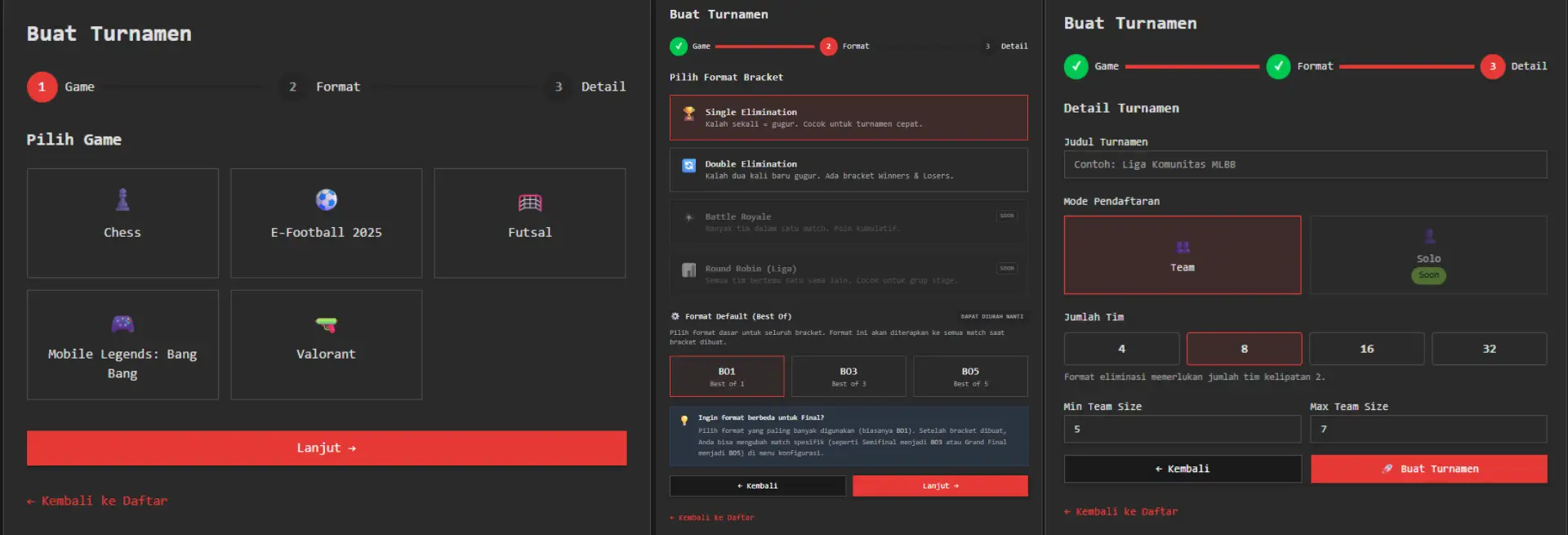 Create Tournament UI